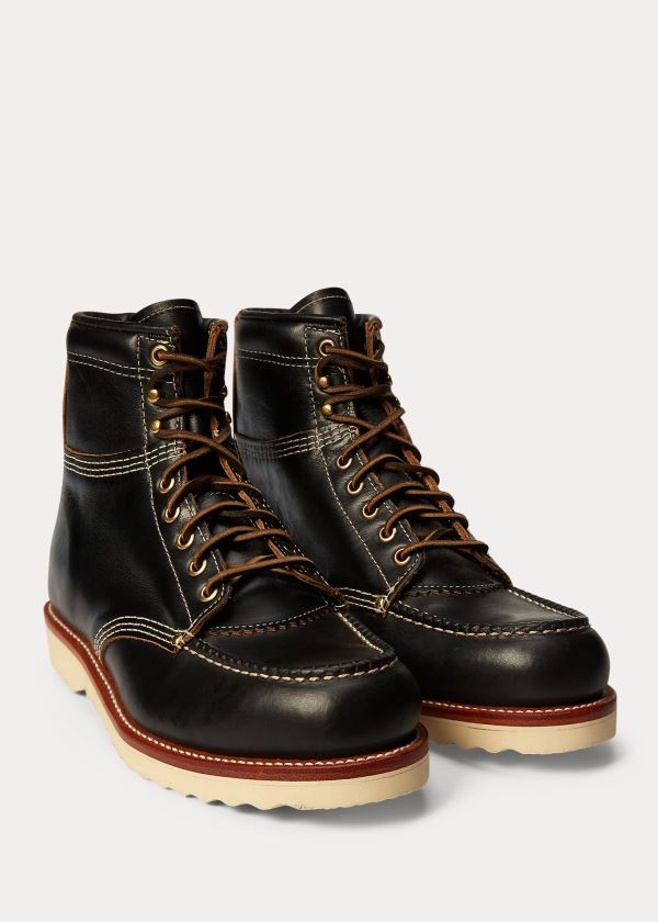 Botas Ralph Lauren Hombre Negros - Brunel Leather Work - ZYBHP7834